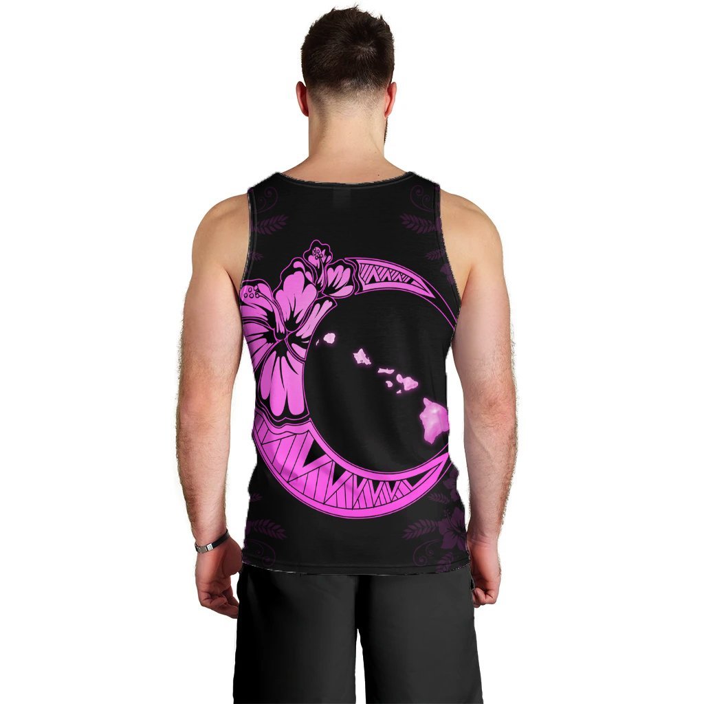 Hawaiian Map Hibiscus Turtle Polynesian Moon Tank Top Pink - AH - Polynesian Pride