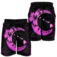 Hawaiian Map Hibiscus Turtle Polynesian Moon Men's Shorts Pink - AH - Polynesian Pride