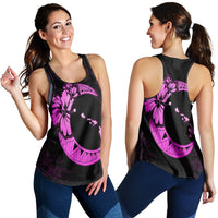Hawaiian Map Hibiscus Turtle Polynesian Moon Racerback Tank Pink - AH Black - Polynesian Pride