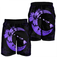 Hawaiian Map Hibiscus Turtle Polynesian Moon Men's Shorts Purple - AH - Polynesian Pride