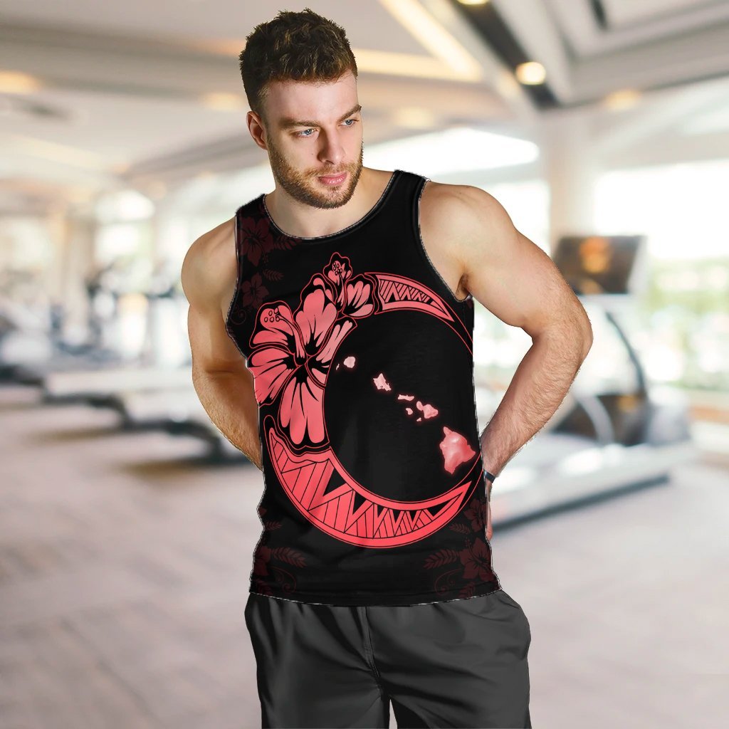 Hawaiian Map Hibiscus Turtle Polynesian Moon Tank Top Red - AH - Polynesian Pride