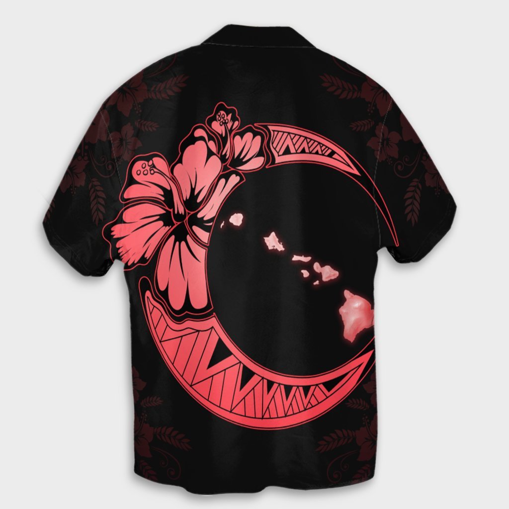 Hawaiian Map Hibiscus Turtle Polynesian Moon Hawaiian Shirt Red - AH - Polynesian Pride