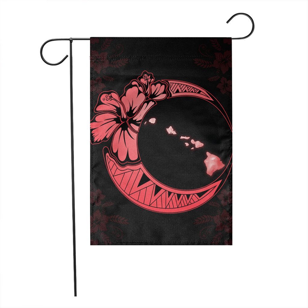 Hawaiian Map Hibiscus Turtle Polynesian Moon Flag Red - AH - Polynesian Pride