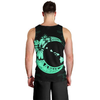 Hawaiian Map Hibiscus Turtle Polynesian Moon Tank Top Turquoise - AH - Polynesian Pride