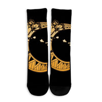 Hawaiian Map Hibiscus Turtle Polynesian Moon Crew Socks Yellow - AH - Polynesian Pride