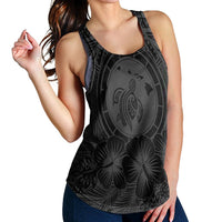 Hawaiian Map Honu Hibiscus Tropic Gray Polynesian Racerback Tank - AH - Polynesian Pride