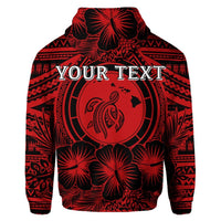 Custom Hawaiian Map Honu Hibiscus Tropic Red Polynesian Hoodie - Polynesian Pride