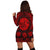 Hawaiian Map Honu Hibiscus Tropic Red Polynesian Hoodie Dress - AH - Polynesian Pride