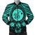 Hawaiian Map Honu Hibiscus Tropic Turquoise Polynesian Bomber Jacket - AH Black Unisex - Polynesian Pride