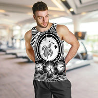 Hawaiian Map Honu Hibiscus Tropic White Polynesian Tank Top - AH - Polynesian Pride