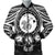 Hawaiian Map Honu Hibiscus Tropic White Polynesian Bomber Jacket - AH Black Unisex - Polynesian Pride