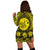 Hawaiian Map Honu Hibiscus Tropic Yellow Polynesian Hoodie Dress - AH - Polynesian Pride