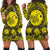 Hawaiian Map Honu Hibiscus Tropic Yellow Polynesian Hoodie Dress - AH Black - Polynesian Pride