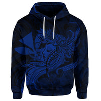Custom Hawaiian Map Hula Girl Hibiscus Kanaka Polynesian Hoodie Blue - Polynesian Pride