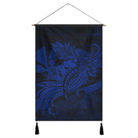 Hawaiian Map Hula Girl Hibiscus Kanaka Polynesian Hanging Poster - Blue - AH Hanging Poster Cotton And Linen - Polynesian Pride