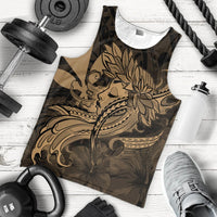Hawaiian Map Hula Girl Hibiscus Kanaka Polynesian Tank Top - Gold - AH - Polynesian Pride