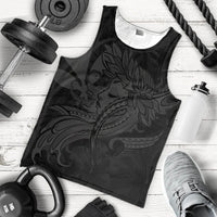 Hawaiian Map Hula Girl Hibiscus Kanaka Polynesian Tank Top - Gray - AH - Polynesian Pride
