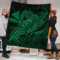Hawaiian Map Hula Girl Hibiscus Kanaka Polynesian Premium Quilts - Green - AH - Polynesian Pride