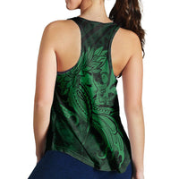 Hawaiian Map Hula Girl Hibiscus Kanaka Polynesian Racerback Tank - Green - AH - Polynesian Pride
