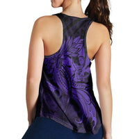 Hawaiian Map Hula Girl Hibiscus Kanaka Polynesian Racerback Tank - Purple - AH - Polynesian Pride