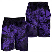 Hawaiian Map Hula Girl Hibiscus Kanaka Polynesian Men's Shorts - Purple - AH - Polynesian Pride