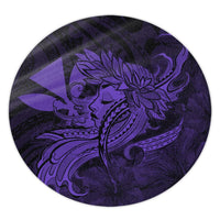 Hawaiian Map Hula Girl Hibiscus Kanaka Polynesian Round Carpet - Purple - AH Round Carpet Luxurious Plush - Polynesian Pride