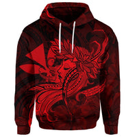 Custom Hawaiian Map Hula Girl Hibiscus Kanaka Polynesian Hoodie Red - Polynesian Pride