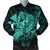 Hawaiian Map Hula Girl Hibiscus Kanaka Polynesian Bomber Jacket - Turquoise - AH Black Unisex - Polynesian Pride