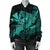 Hawaiian Map Hula Girl Hibiscus Kanaka Polynesian Bomber Jacket - Turquoise - AH - Polynesian Pride