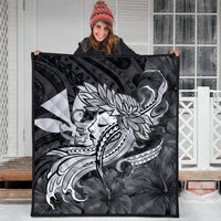 Hawaiian Map Hula Girl Hibiscus Kanaka Polynesian Premium Quilts - White - AH - Polynesian Pride