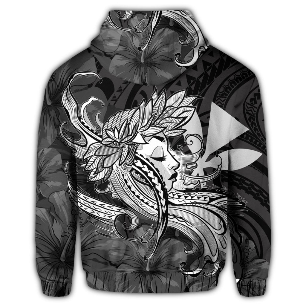 Hawaiian Map Hula Girl Hibiscus Kanaka Polynesian Hoodie White - Polynesian Pride