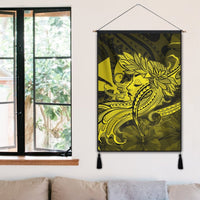 Hawaiian Map Hula Girl Hibiscus Kanaka Polynesian Hanging Poster - Yellow - AH - Polynesian Pride