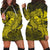 Hawaiian Map Hula Girl Hibiscus Kanaka Polynesian Hoodie Dress - Yellow - AH Black - Polynesian Pride