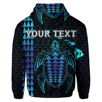 Custom Hawaiian Map Kakau Turtle Polynesian Hoodie Blue - Polynesian Pride