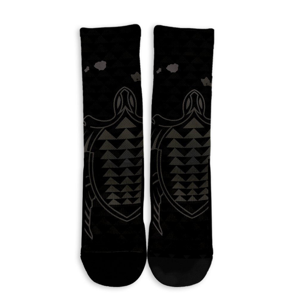 Hawaiian Map Kakau Turtle Polynesian Crew Socks - Gray - AH - Polynesian Pride