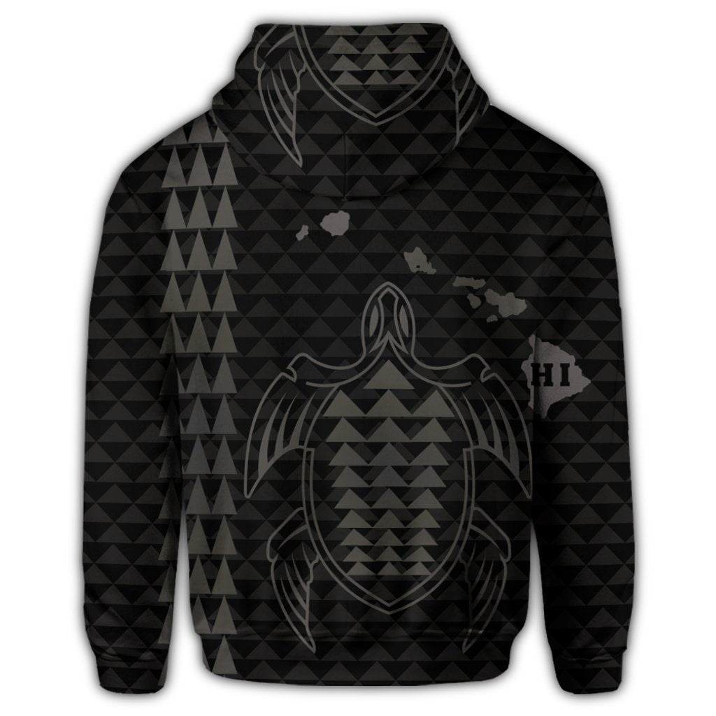 Hawaiian Map Kakau Turtle Polynesian Hoodie Gray - Polynesian Pride