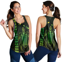 Hawaiian Map Kakau Turtle Polynesian Racerback Tank - Green - AH Black - Polynesian Pride