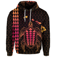 Custom Hawaiian Map Kakau Turtle Polynesian Hoodie Orange - Polynesian Pride