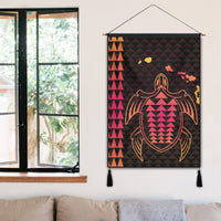 Hawaiian Map Kakau Turtle Polynesian Hanging Poster - Orange - AH - Polynesian Pride