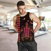 Hawaiian Map Kakau Turtle Polynesian Tank Top - Orange - AH - Polynesian Pride