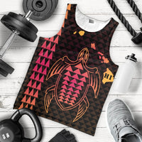 Hawaiian Map Kakau Turtle Polynesian Tank Top - Orange - AH - Polynesian Pride