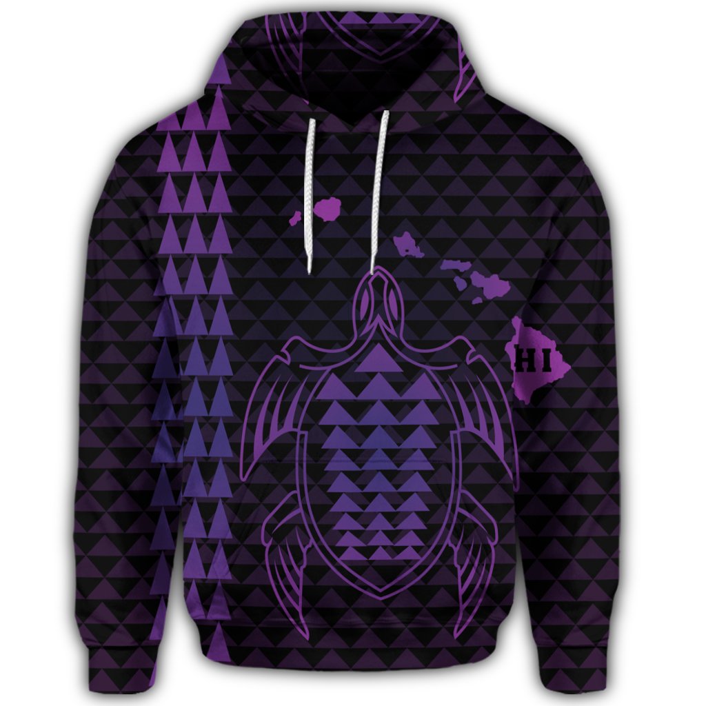 Hawaiian Map Kakau Turtle Polynesian Hoodie Purple - Polynesian Pride