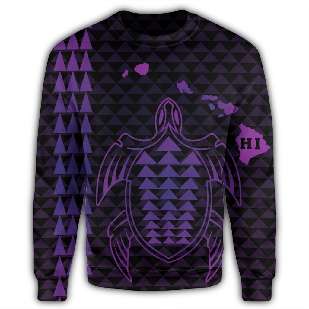 Hawaiian Map Kakau Turtle Polynesian Sweatshirt - Purple - AH - Polynesian Pride