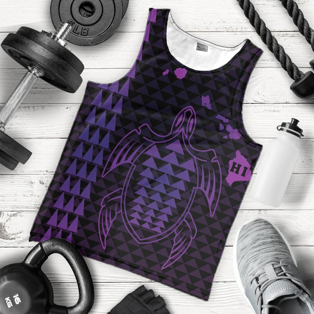 Hawaiian Map Kakau Turtle Polynesian Tank Top - Purple - AH - Polynesian Pride
