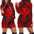 Hawaiian Map Kanaka Hibiscus Red Polynesian Hoodie Dress - AH Black - Polynesian Pride