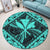 Hawaiian Map Kanaka Hibiscus Turquoise Polynesian Round Carpet - AH - Polynesian Pride