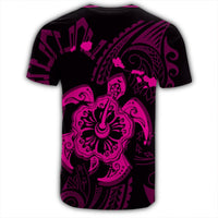 Hawaiian Map Kanaka Hibiscus Turtle Pink Polynesian T Shirt - Polynesian Pride
