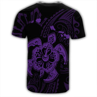 Hawaiian Map Kanaka Hibiscus Turtle Purple Polynesian T Shirt - Polynesian Pride