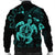 Hawaiian Map Kanaka Hibiscus Turtle Turquoise Polynesian Bomber Jacket - AH - Polynesian Pride