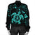 Hawaiian Map Kanaka Hibiscus Turtle Turquoise Polynesian Bomber Jacket - AH - Polynesian Pride